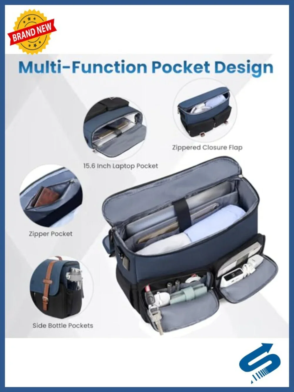 Messenger Bag with USB Charging Port, 15.6